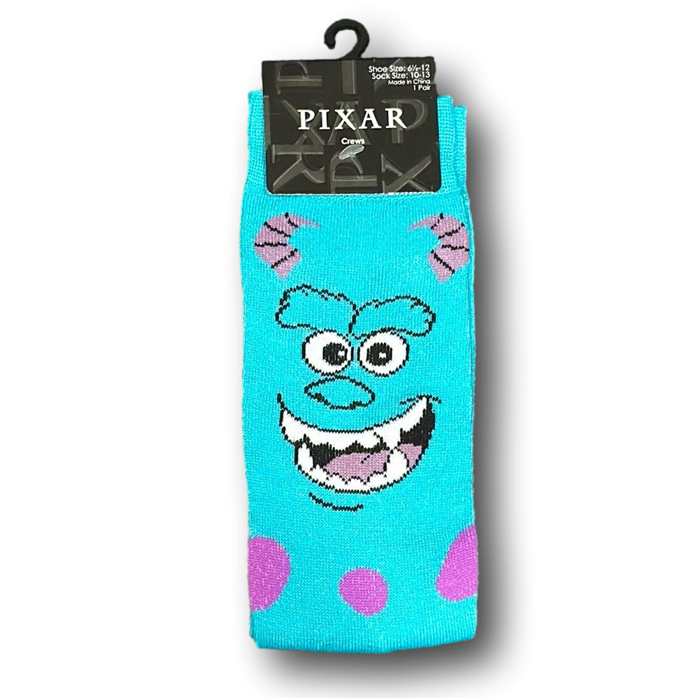 3/$20 Monsters Inc. Sully & Mike Wazowski Disney Pixar Funny Crew Socks - NWT